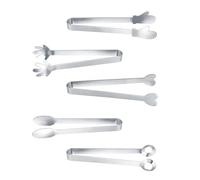 HJIAMA Pinzas Hielo 5 Piezas, Pinzas Hielo Acero Inoxidable, Plata, Proceso de Pulido Espejo, Cómodo de Sostener Clip de Tracción, Adecuado para Cocina, Barbacoa, Fiesta