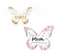 HJIAMA Regalo Madre 2 Piezas, Forma Mariposa, Regalo Cumpleaños Madre, Adornos Acrilico Mariposa, Impermeable Protección Solar, para Decoración Hogar, Regalos Navideños
