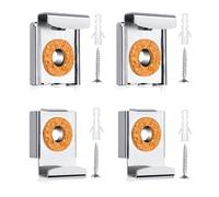 HJIAMA Soporte Espejo Pared, 4 Piezas de Acero Inoxidable Clips de Espejo, Resorte Ganchos para Espejos, Cuadrado Clips-Espejos, con Tornillos y Tubo Expansión, para Fijación Espejos 4-6 mm Espesor