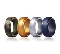 HJIMMNHONG Alianza de boda de silicona para hombre y mujer, anillo deportivo de compromiso de goma suave, cómodo anillo esférico con diseño de borde de doble corte, 8 mm de ancho y 2,5 mm de grosor, 4