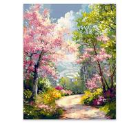 Hjjdiyes Kit de pintura por números para adultos, flores y paisajes, kit de pintura por números sobre lienzo con 4 pinceles y pinturas acrílicas, juego de pintura por números para decoración de pared