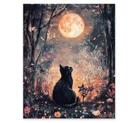 Hjjdiyes Kit de pintura por números para adultos gato luna llena, kit de pintura por números sobre lienzo con pinturas acrílicas y 4 pinceles, pintura por números para decoración de pared o regalo, 40