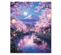 Hjjdiyes Kit de pintura por números para adultos, paisaje de flores de cerezo, kit de pintura por números sobre lienzo con 4 pinceles y pinturas acrílicas, juego de pintura por números para decoración