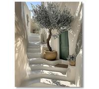 Hjjdiyes Pintura por Números para Adultos, Olivo Mediterráneo, Kit DIY con Lienzo Preimpreso sin Marco, 24 Colores Acrílicos y 4 Pinceles, Paisaje para Principiantes, Imagen 40 x 50 cm (Blanco)