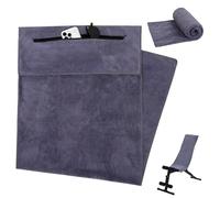 HJJMN Toalla Gym con Bolsillo Cremallera - 120x50cm Toalla Gimnasio Hombre Mujer, Toalla Microfibra para Gimnasio, Entrenamiento, Exterior Deporte, Yoga, Playa, Ducha (Azul Grisáceo)