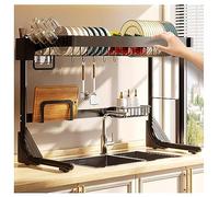 HJJP Escurreplatos grandes para encimera de cocina, estante ajustable de acero inoxidable para secar platos sobre el fregadero