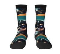HJKdfv Calcetines unisex con estampado de gafas de perro chihuahua para adultos, calcetines de cuello redondo, transpirables, informales, atléticos, para uso diario, para hombres y mujeres, 3 Negro