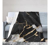 HJKdfv Cobija de microforro polar ultrasuave con estampado de mármol negro claro, suave, ligera, acogedora manta de franela para cama, sofá, sofá y viajes, cálida
