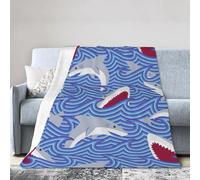 HJKdfv Cobija de microforro polar ultrasuave con estampado de tiburón forrajero, suave, ligera, acogedora manta de franela para cama, sofá, sofá y viajes, cálida