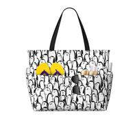 HJKdfv Elegante bolsa de playa grande con estampado de multitud de pingüinos con cremallera y bolsillo húmedo, impermeable, a prueba de arena, para piscina de mujeres, viajes y cruceros