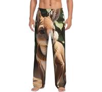 HJKdfv Funny For Kangaroo Zoo - Pantalones de pijama para hombre, suaves, ligeros, con bolsillos, blanco, XL