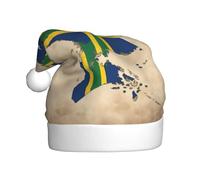 HJKdfv Sombrero unisex con diseño de mapa de la bandera de las Islas Salomón con líneas cruzadas, sombrero de fiesta de Navidad, gorro de Papá Noel para hombres y mujeres, sombrero de felpa para