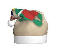 HJKdfv Sombrero unisex de fiesta de Navidad con diseño de mapa de la bandera de Seychelles como una rana, gorro de Papá Noel para hombres y mujeres, sombrero de felpa para invierno