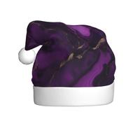 HJKdfv Sombrero unisex de fiesta de Navidad con estampado de mármol con textura morada oscura, gorro de Papá Noel para hombres y mujeres, sombrero de felpa para invierno