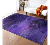 HJKGSX Alfombra Moderna de Pelo Corto Cielo Estrellado púrpura Alfombra De Salón Antideslizante Salón Dormitorio Fácil de cuidar, al Aire Libre Cámping Viaje 140 x 200 cm