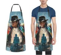 HJKJKKJ Delantales de cocina ajustables con 2 bolsillos, delantal de chef Michael Jackson para hombres y mujeres, Michael Jackson2, One Size