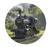 HJKJKKJ Mantel de 152 cm a prueba de derrames, mantel de cocina con diseño de tren de vapor para mesa redonda de granja, sin arrugas, mantel decorativo para comedor, fiesta, bufé, boda