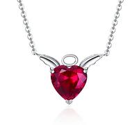 HJLJKG 100% 925 Sterling Silver Devil Wings Red Necklaces Pendant For Women Jewelry