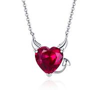 HJLJKG 100% 925 Sterling Silver Devil Wings Red Necklaces Pendant For Women Jewelry