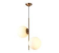 HJLJKG 2-Head Round Glass Chandelier with Light Source for Decorative Pendant Lighting in Bedroom, Bedside, Cafe, and Living Room