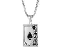 HJLJKG 925 Sterling Silver Ace Of Spades Necklace For Men And Women, Pendant Large Necklace, Classic Square Spades, Playing Card