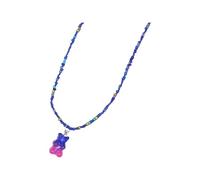 HJLJKG 925 Sterling Silver Bear Necklace For Women, Bohemia Lover Colorful Gummy Rice Beaded Necklace, Jewelry, Charm, Panda Girls,
