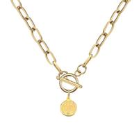 HJLJKG 925 Sterling Silver Coin Toggle Necklace For Women, Paperclip Chain Padlock Pendant - Lock And Key, Heart,