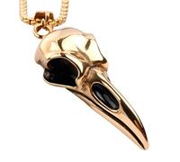 HJLJKG 925 Sterling Silver Crow Necklace For Men Women, Punk Rock Raven - Head Bird Pendant, Animal Charm Jewelry Halloween Christmas Birthday