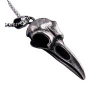 HJLJKG 925 Sterling Silver Crow Necklace For Men Women, Punk Rock Raven - Head Bird Pendant, Animal Charm Jewelry Halloween Christmas Birthday