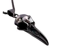 HJLJKG 925 Sterling Silver Crow Necklace For Men Women, Punk Rock Raven - Head Bird Pendant, Animal Charm Jewelry Halloween Christmas Birthday