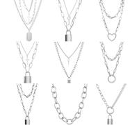 HJLJKG 925 Sterling Silver Cute Chain Link Lock Necklace Pendant Women Goth Jewelry Party Punk Long Gift, For Women, Padlock - Men