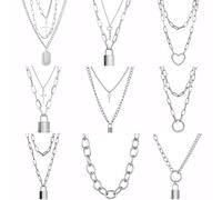 HJLJKG 925 Sterling Silver Cute Chain Link Lock Necklace Pendant Women Goth Jewelry Party Punk Long Gift, For Women, Padlock - Men