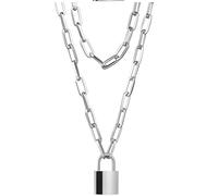 HJLJKG 925 Sterling Silver Cute Chain Link Lock Necklace Pendant Women Goth Jewelry Party Punk Long Gift, For Women, Padlock - Men