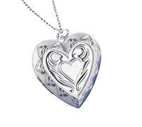 HJLJKG 925 Sterling Silver Heart Locket Necklace For Women, Pendant Classic Photo Frame Necklace, Picture That Holds Pictures