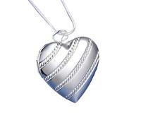 HJLJKG 925 Sterling Silver Heart Locket Necklace For Women, Pendant Classic Photo Frame Necklace, Picture That Holds Pictures