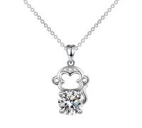 HJLJKG 925 Sterling Silver Monkey Necklace For Women And Men, Animal Necklaces, Cage Pendant, Charm, Girls, King Pendant Birthday