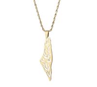 HJLJKG 925 Sterling Silver Palestine Necklace For Men, Israel Women, Map Pendant Country Geography Chain,Jewelry