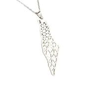 HJLJKG 925 Sterling Silver Palestine Necklace For Men, Israel Women, Map Pendant Country Geography Chain,Jewelry