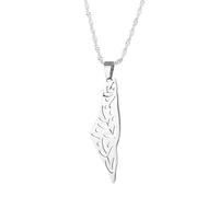 HJLJKG 925 Sterling Silver Palestine Necklace For Men, Israel Women, Map Pendant Country Geography Chain,Jewelry