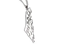 HJLJKG 925 Sterling Silver Palestine Necklace For Men, Map Pendant Arabic African Jewelry, Women