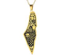 HJLJKG 925 Sterling Silver Palestine Necklace For Men, Map Pendant Arabic African Jewelry, Women