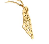 HJLJKG 925 Sterling Silver Palestine Necklace For Men, Map Pendant Arabic African Jewelry, Women