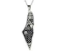 HJLJKG 925 Sterling Silver Palestine Necklace For Men, Map Pendant Arabic African Jewelry, Women