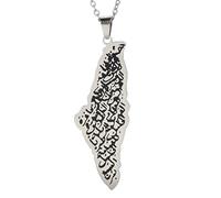 HJLJKG 925 Sterling Silver Palestine Necklace For Men, Map Pendant Arabic African Jewelry, Women