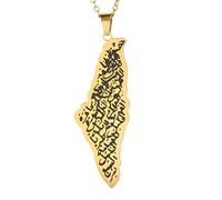 HJLJKG 925 Sterling Silver Palestine Necklace For Men, Map Pendant Arabic African Jewelry, Women