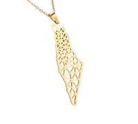 HJLJKG 925 Sterling Silver Palestine Necklace For Men, Map Pendant Arabic African Jewelry, Women