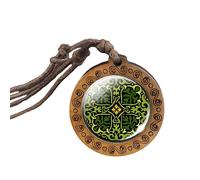 HJLJKG 925 Sterling Silver Patricks Day Necklaces For Women And Men, Classic Patrick Shamrock Four-leaf Wooden Necklace Glass, Beads Bulk, Green Bead