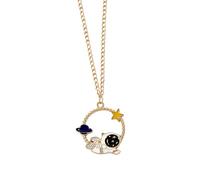 HJLJKG 925 Sterling Silver Planet Necklace For Women And Men, Cute Astronaut Star Pendant Series Necklace,