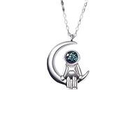 HJLJKG 925 Sterling Silver Planet Necklace For Women And Men, Cute Astronaut Star Pendant Series Necklace,