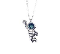 HJLJKG 925 Sterling Silver Planet Necklace For Women And Men, Cute Astronaut Star Pendant Series Necklace,